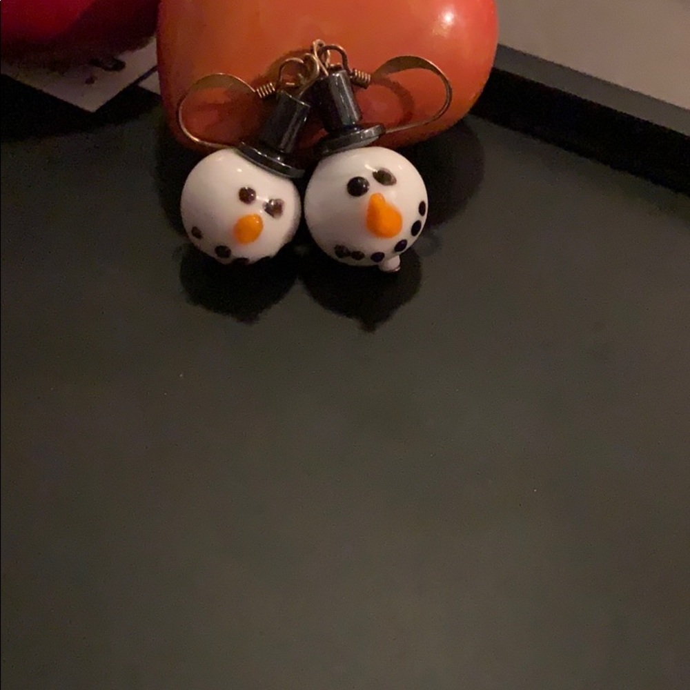 Handmade snowman earrings